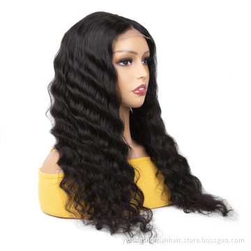 4X4 Lace Front Closure Wig Deep Wave Peruvian Human Hair For Black Women Lace Closure Human Hair Wigs In Stock Fast Shipping